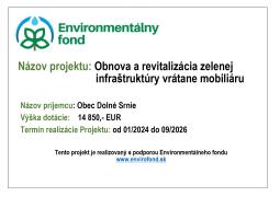 Dotácia 14 850 € na obnovu zelenej infraštruktúry v Dolnom Srní (2024–2026)